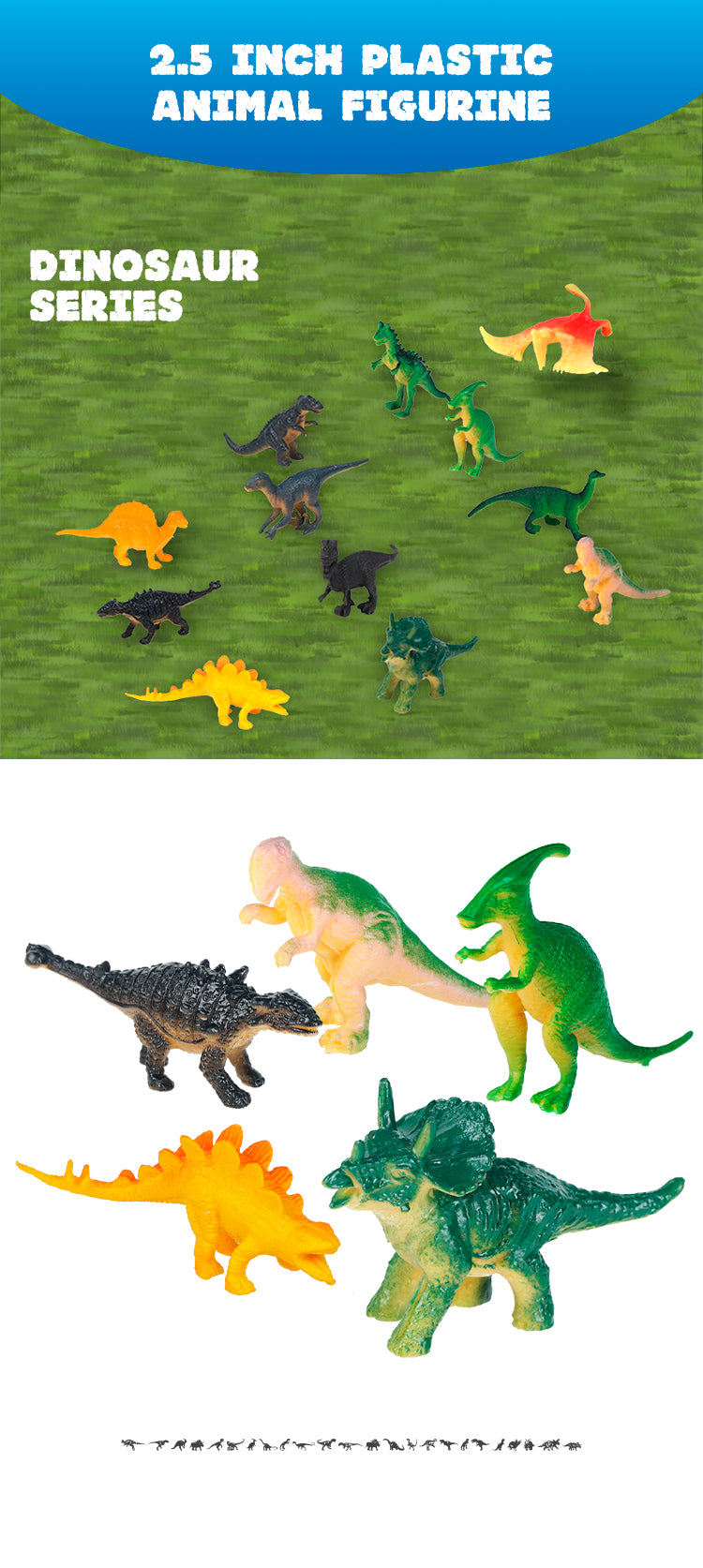 12pcs in bag 2.5 inch simulation solid dinosaur set environmental protection puzzle children's cognitive ornaments