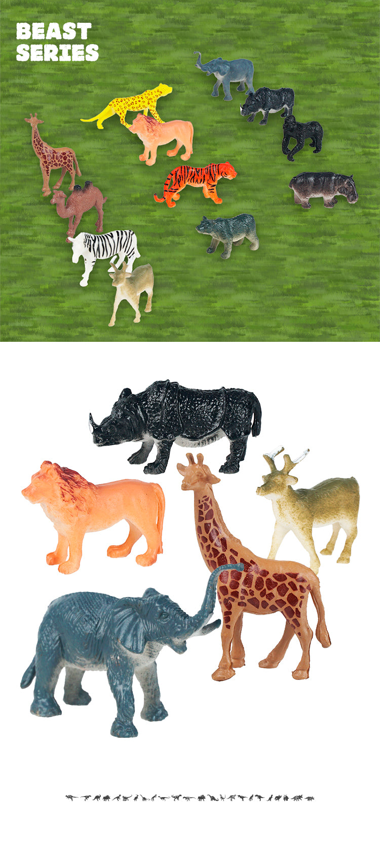 12pcs in bag 2.5ch simulation solid beast set Environmental protection puzzle children's cognition