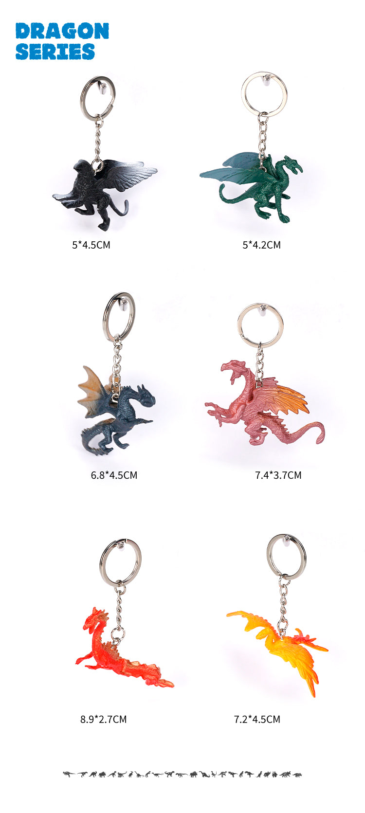 Keychain Gift Accessories Student School Bag Pendant Environmental Protection and Safety Dinosaurs marine life fly dragon wild life