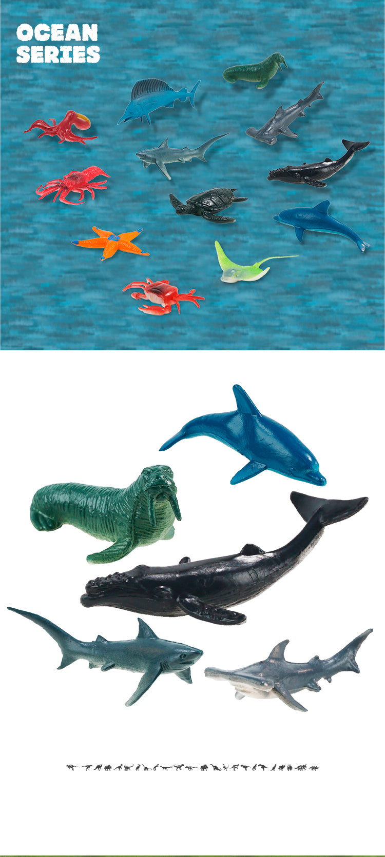 12pcs in bag 2.5-inch simulation solid marine life set Environmental protection puzzle children's cognition