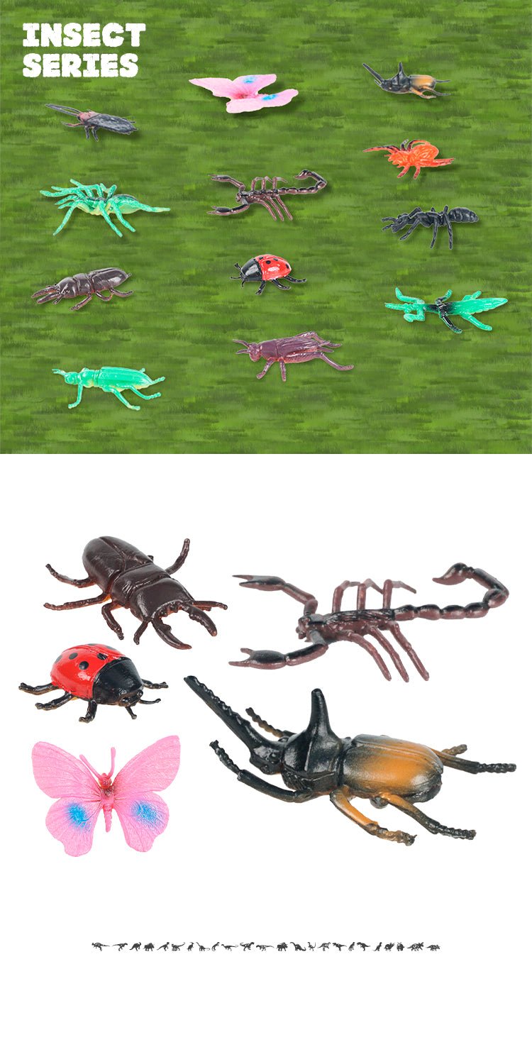 12pcs in bag 2.5-inch simulated solid insect set for environmental protection and educational children's cognition
