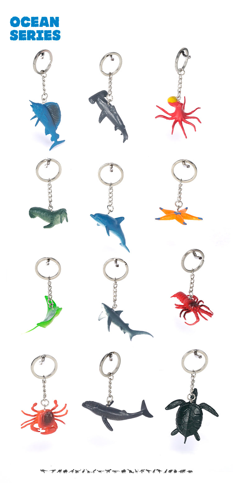 Keychain Gift Accessories Student School Bag Pendant Environmental Protection and Safety Dinosaurs marine life fly dragon wild life