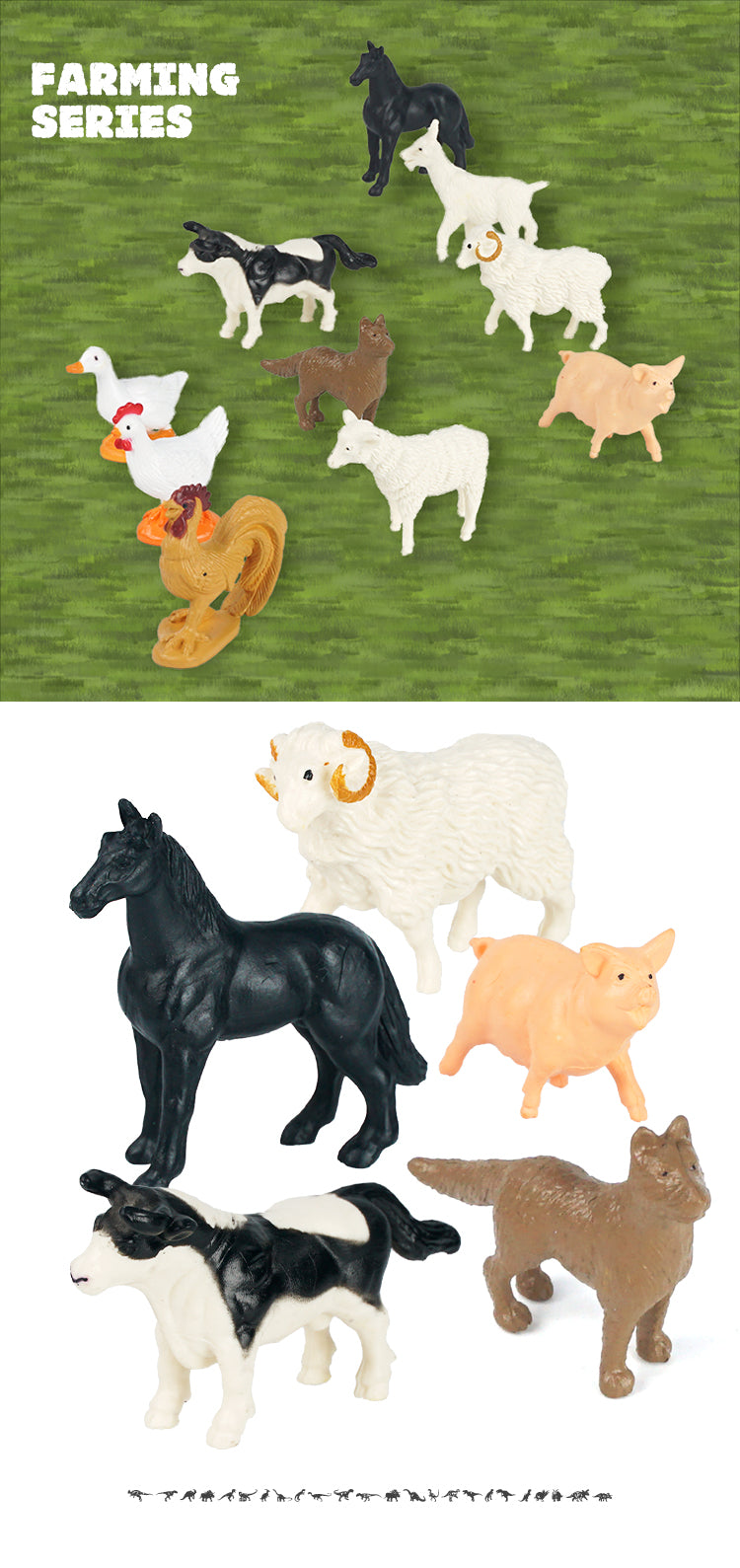 10 pcs in bag 3-inch simulation solid farm life set Environmental protection puzzle children's cognition