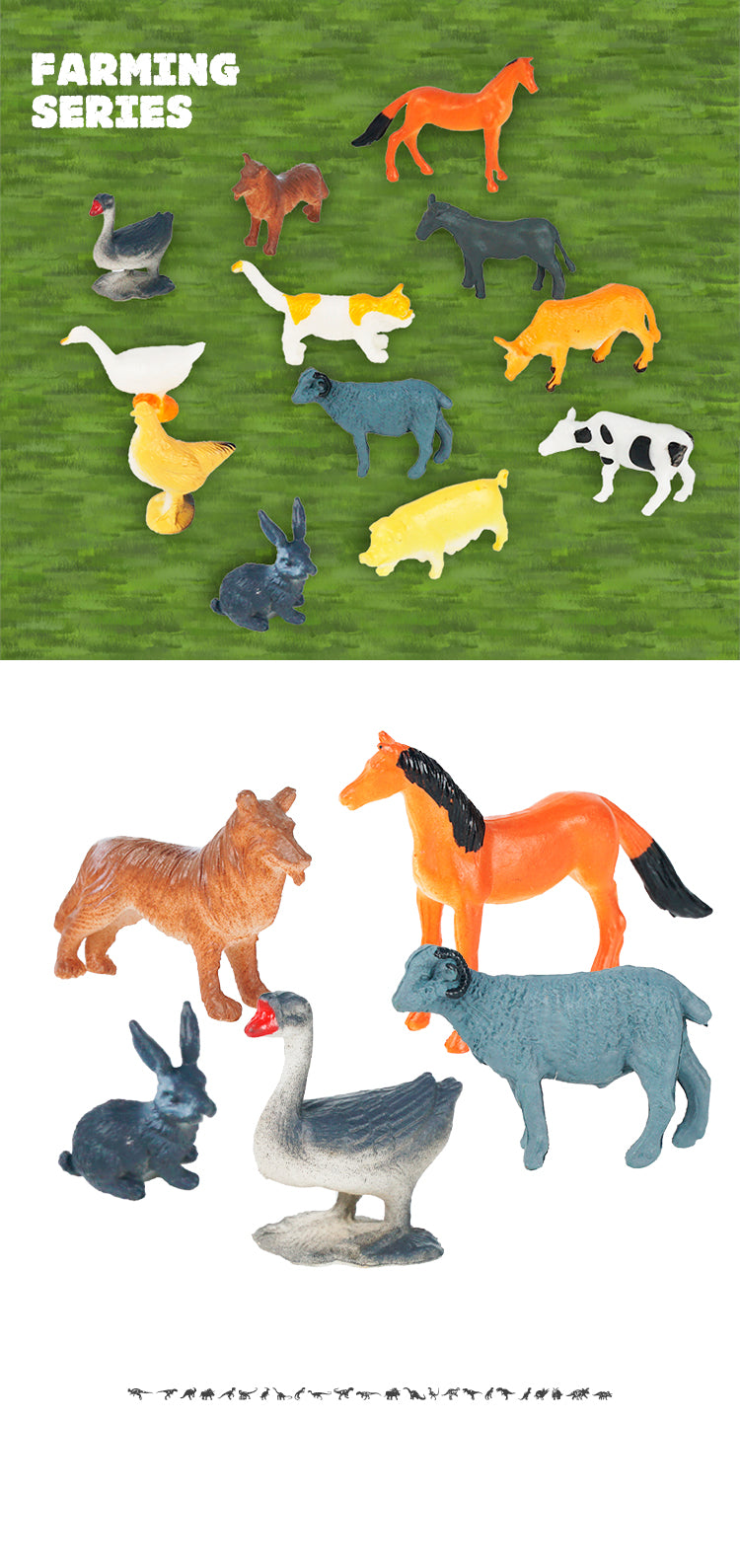 12pcs in bag 2.5 inch simulation solid farm animal set environmental protection puzzle children's cognitive ornaments