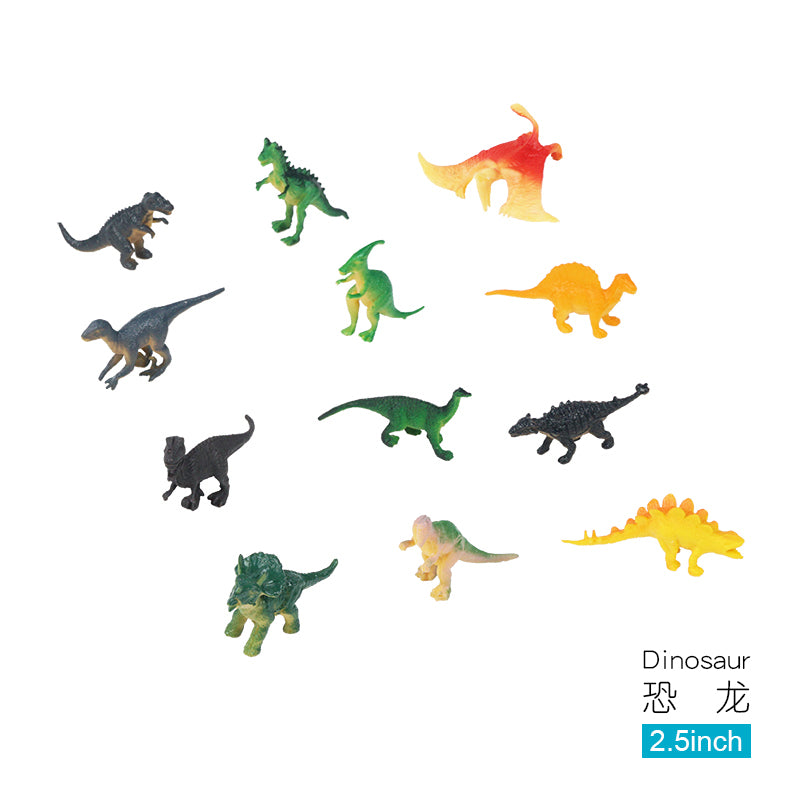12pcs in bag 2.5 inch simulation solid dinosaur set environmental protection puzzle children's cognitive ornaments