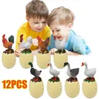 12PCS Poultry projection light egg set toys children educational toys for school learning creative dinosaur egg toy