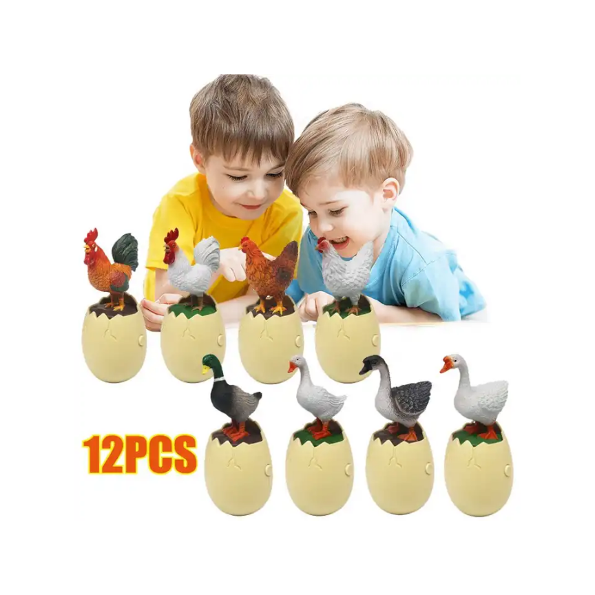 12PCS Poultry projection light egg set toys children educational toys for school learning creative dinosaur egg toy